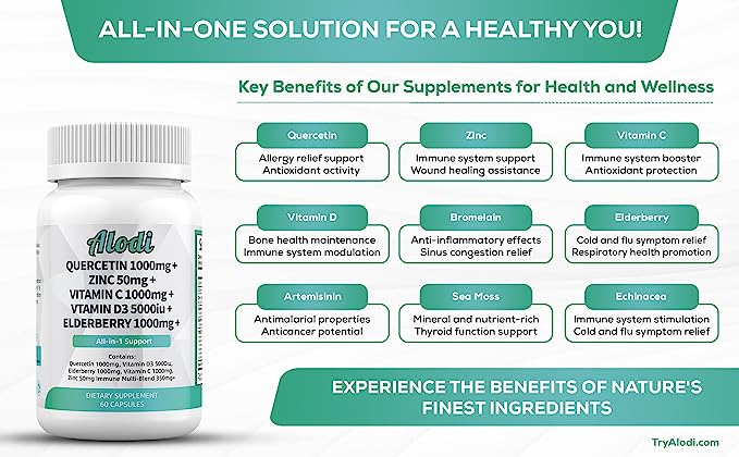 Advanced Super Immune Booster - Quercetin, Zinc, Vitamin C+D, Elderberry, & Sea Moss Blend